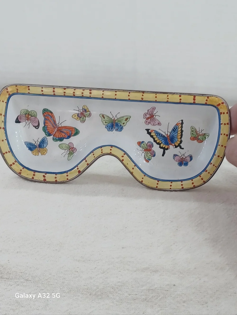 Kelvin Chen, Enamel On Copper Eyeglass Holder With Butterfly Motif 6.5